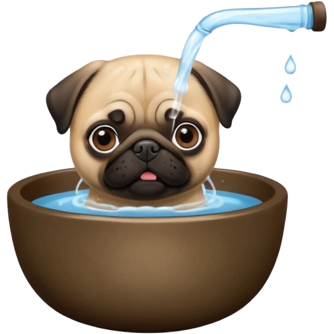 Pug Drinking some water emoji