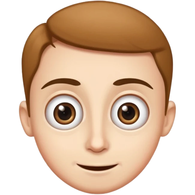 Funny caricature style cartoon, big eyes, happy face emoji