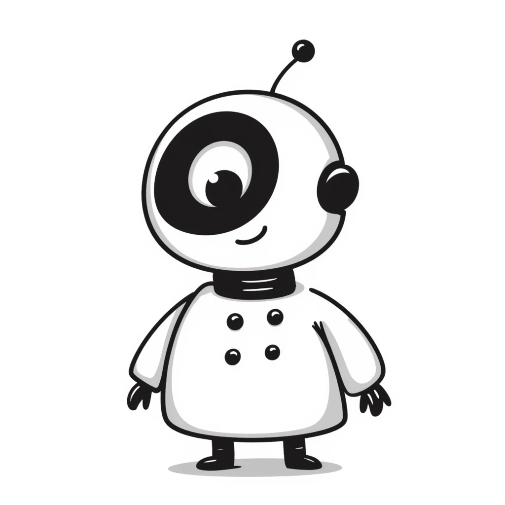 cute AI assistant robot doodle emoji
