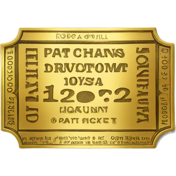 A golden ticket with the words ‘Pat Cohans’ engraved on it emoji