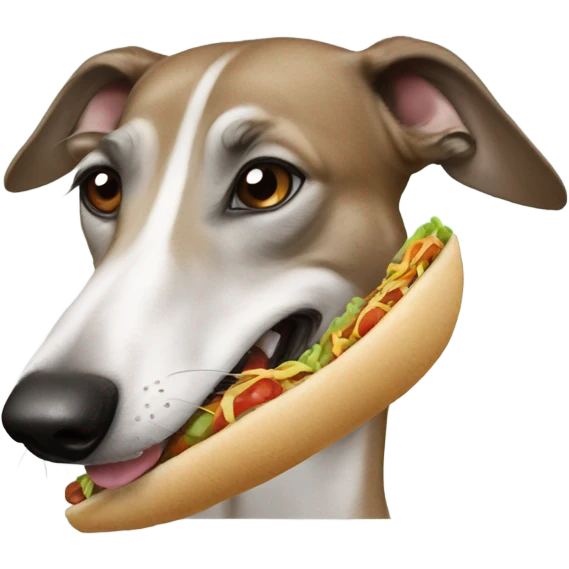 Happy greyhound with taco emoji