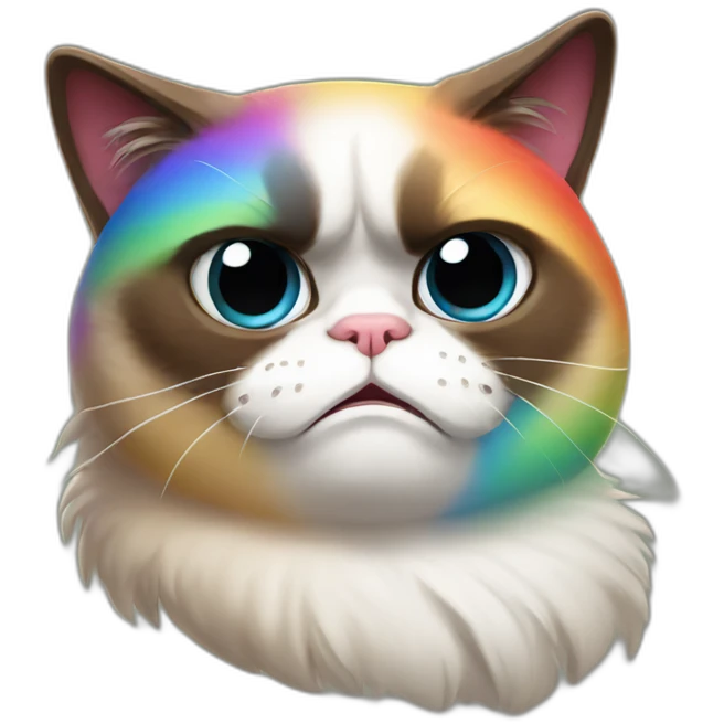 Rainbow grumpy cat emoji