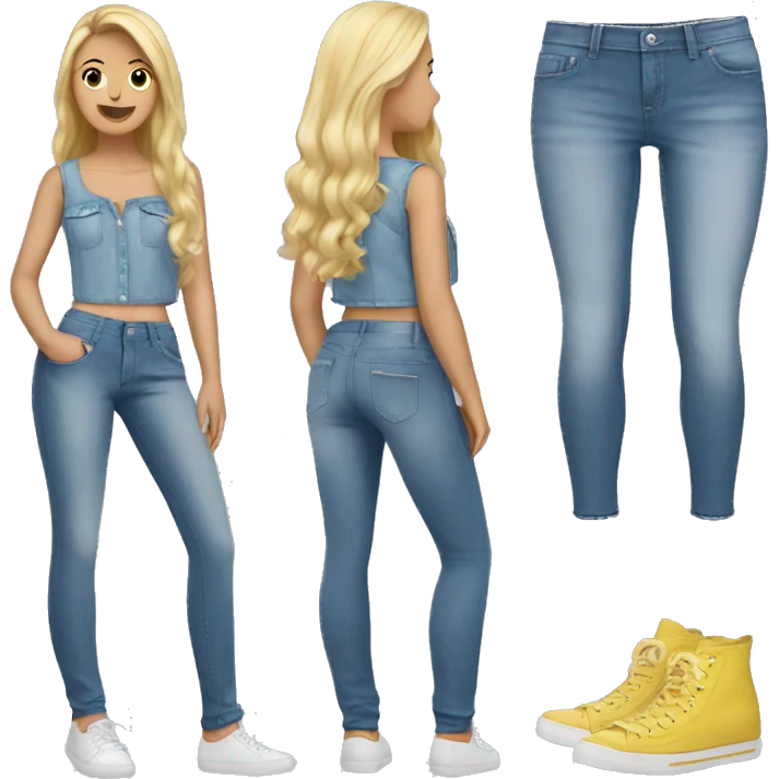 jeans and a cute top outfit  emoji