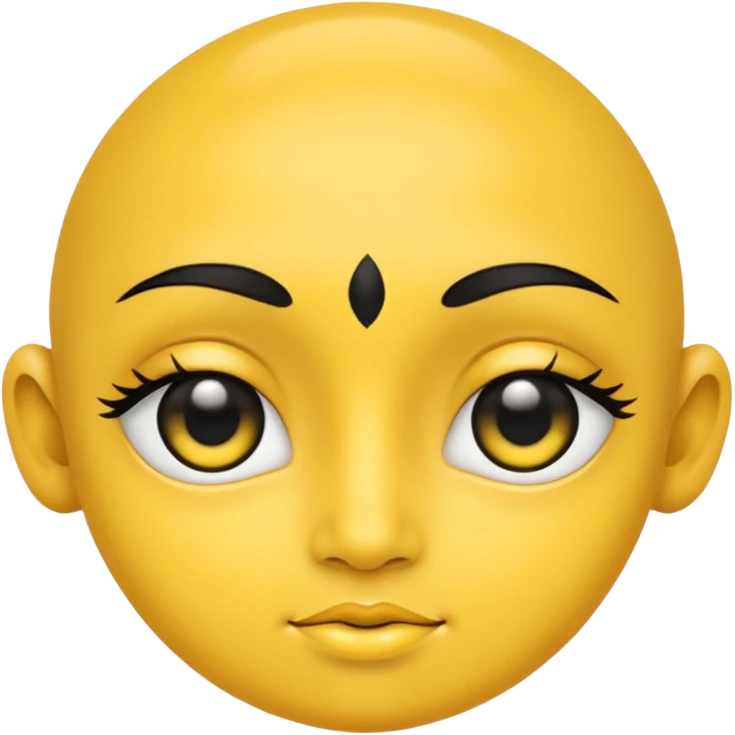 Yellow face with cute eyes and black bindi emoji