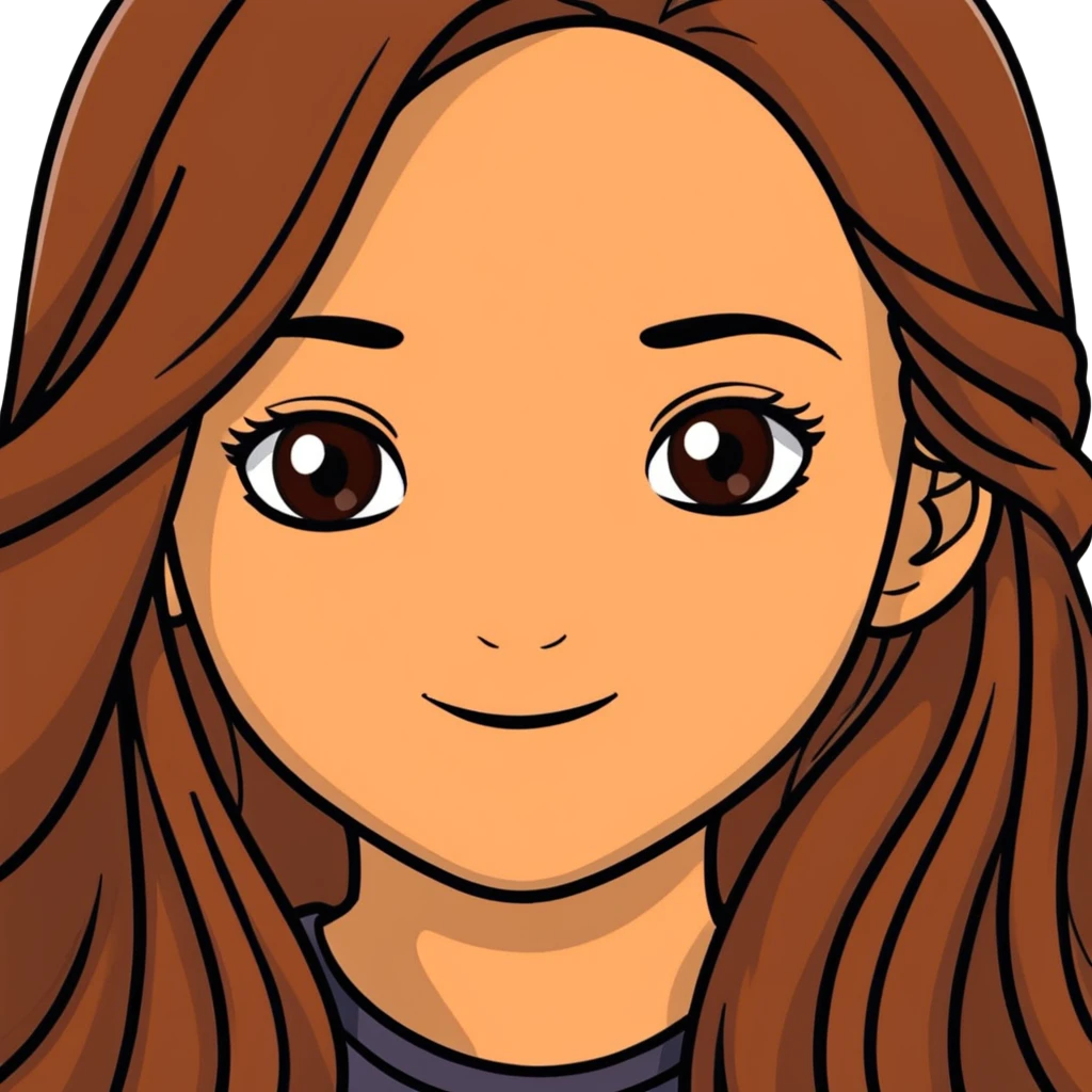 fair medium tan skin girl with hazel eyes and brown long hair emoji