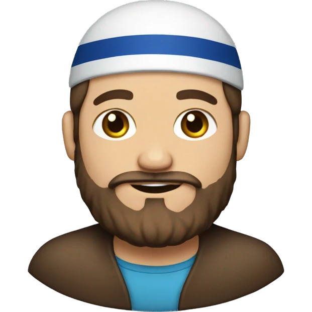 Man with brown hair and beard wearing a yarmulke  emoji