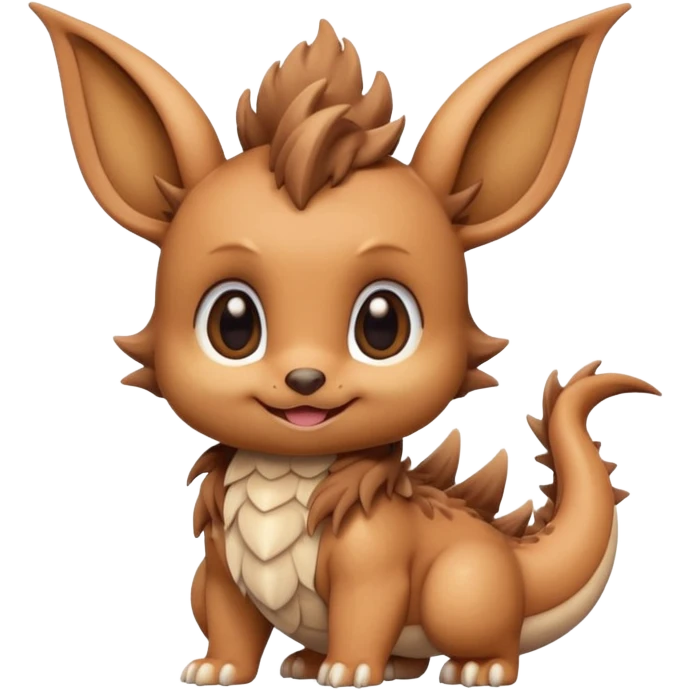 Eevee baby Kawaii Dragon cute  light brown emoji