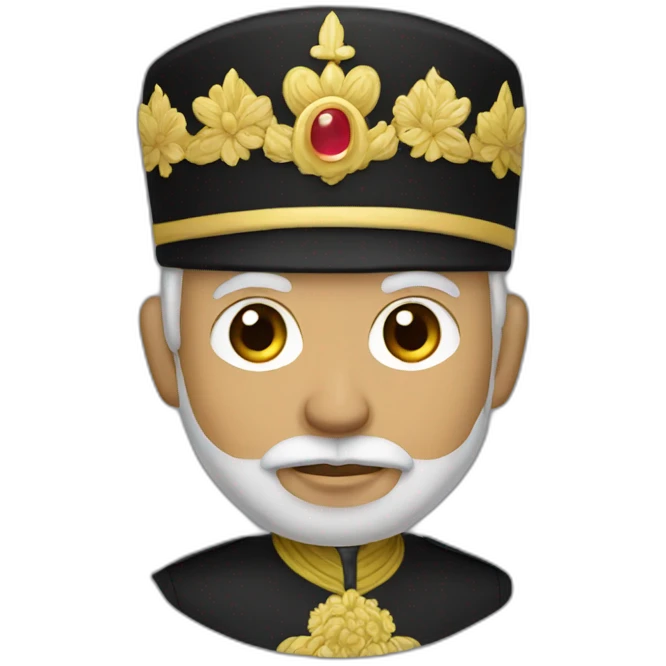 Malaysian Emperor, Black Turban, Black Uniform emoji