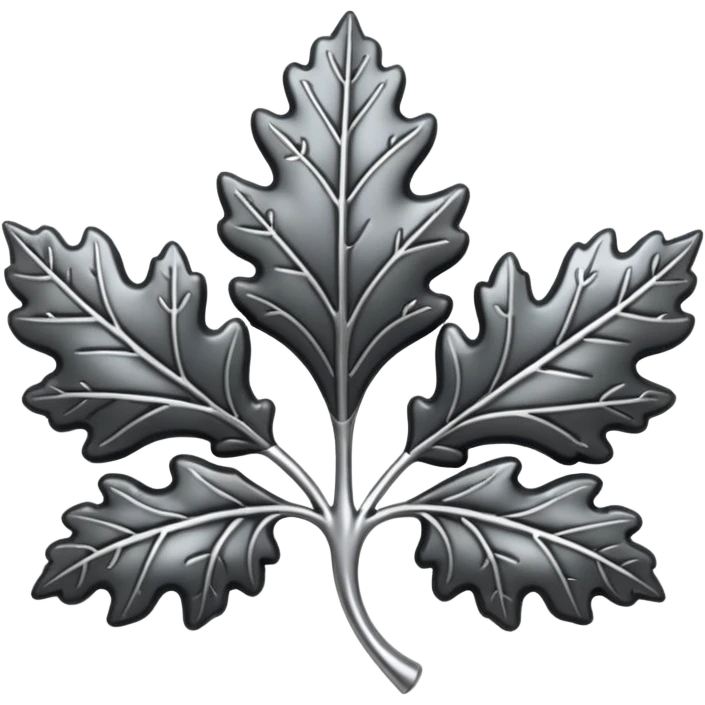 Black and silver filigree Oak leaf, 3D, extremely detailed design emoji