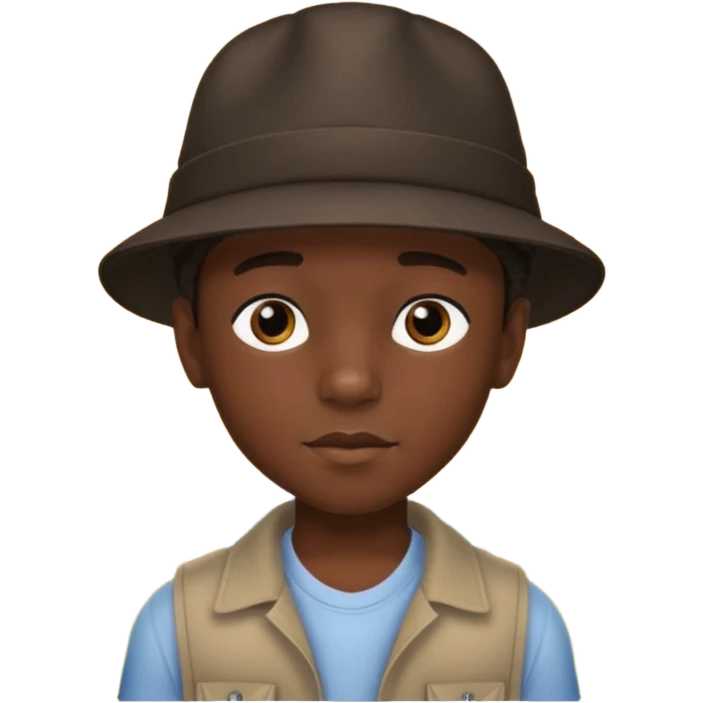 African American boy with hat outdoors emoji