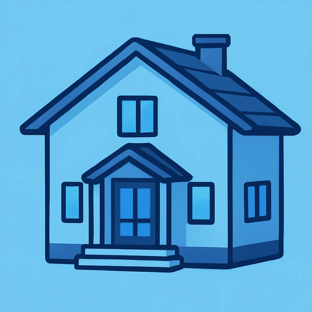 minimal house, emoji, blue emoji
