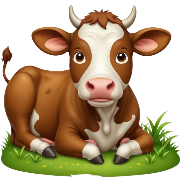 cow in the process of eating grass emoji