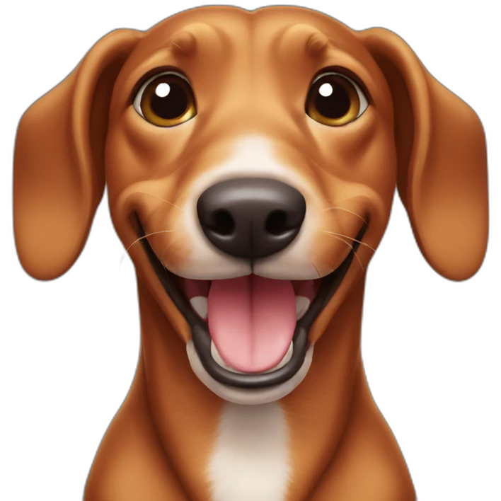 Teckel smiling with only teeth emoji