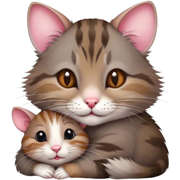 Cat hugs small rat emoji