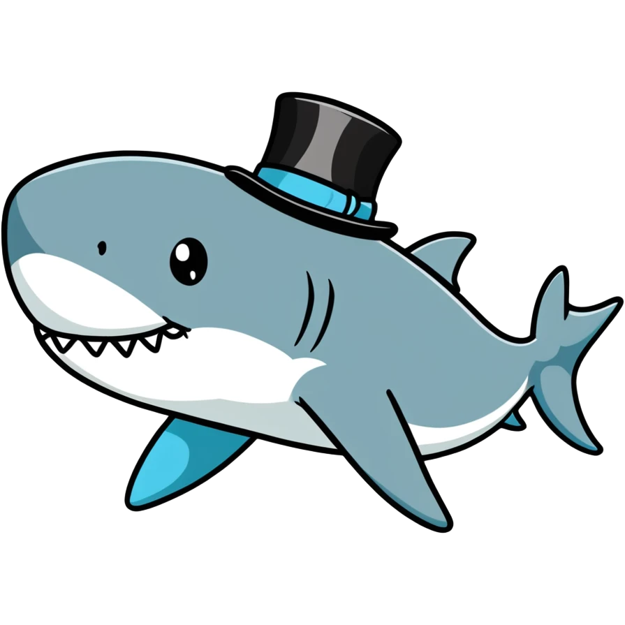 Shark with a top hat emoji
