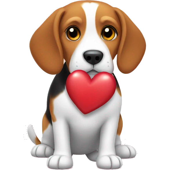 Beagle holding heart emoji