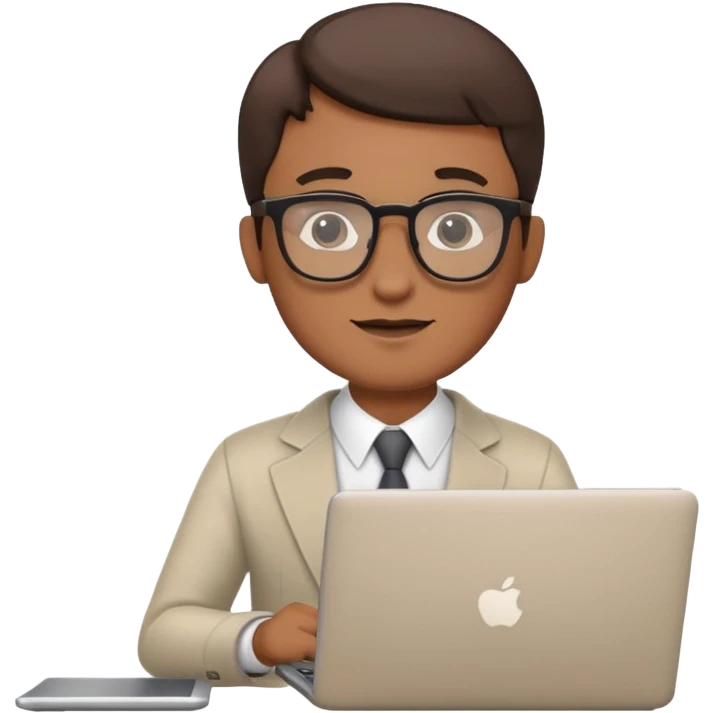 30s male ordinary office worker, glasses, holding laptop emoji