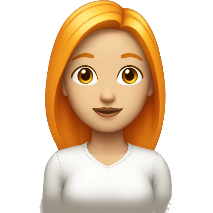 Chica con pelo rubio, saco naranja y camisa blanca emoji
