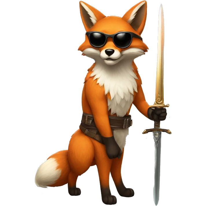 a fox in sunglasses with a sword emoji