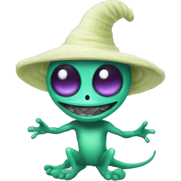 alien happy with hat emoji