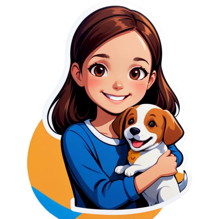 girl smiling with dog outdoors emoji