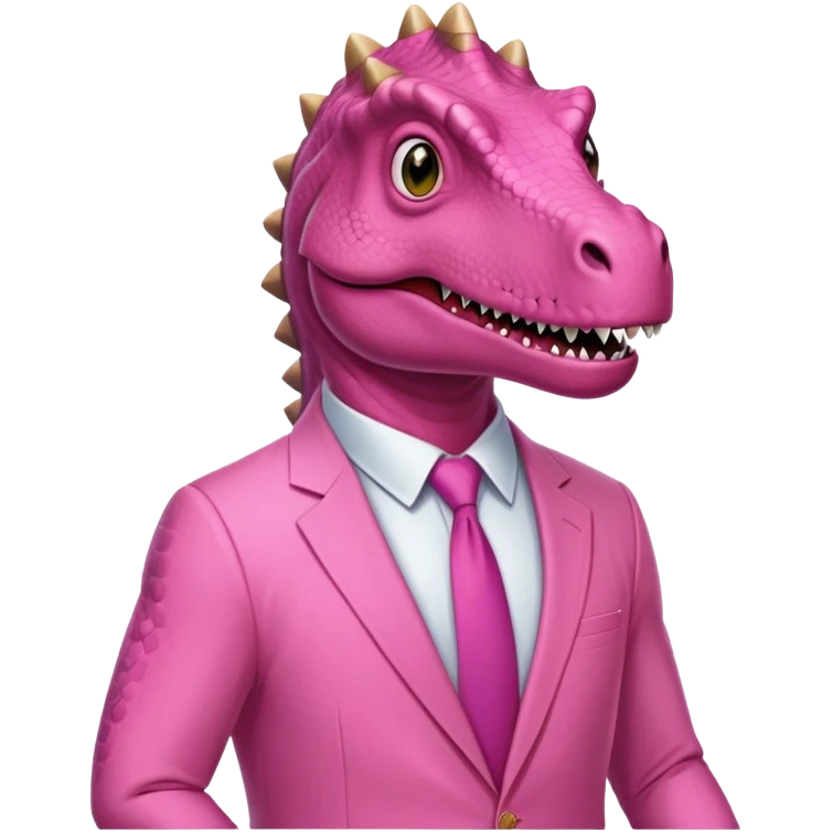 office worker dinosaur in all pink suit emoji