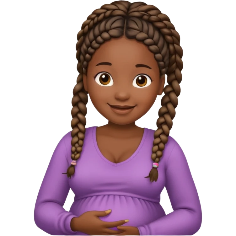 pregnant black woman with braids emoji