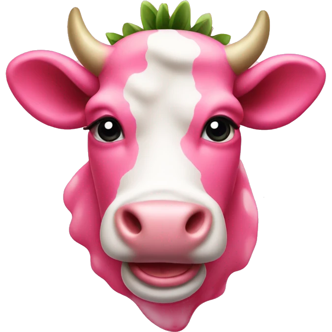 Pink strawberry cow emoji