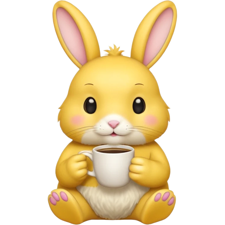 yellow rabbit with coffee emoji