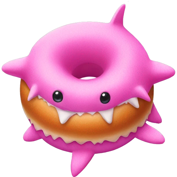 Pink fluffy shiny shark in double donut  emoji