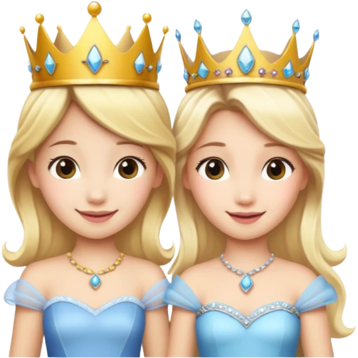 Asian girl and blonde white girl dressed as princesses emoji