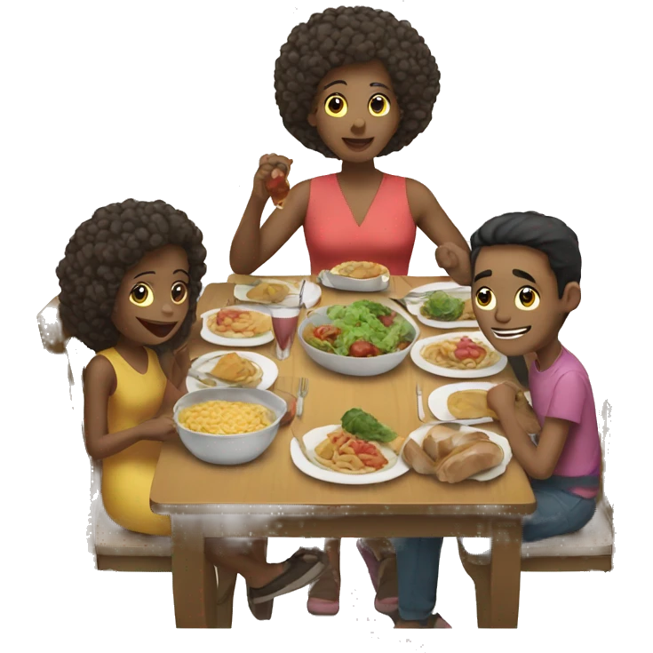 multiracial family eating dinner emoji