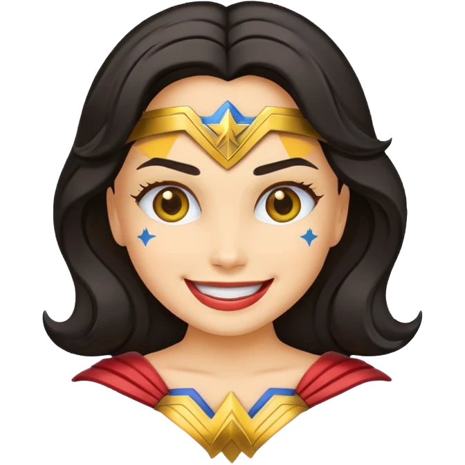create a yellow emoji of wonder woman. style old emoji emoji
