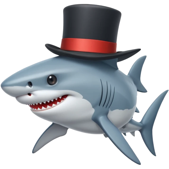Shark with a top hat emoji