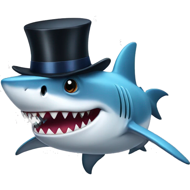 Shark with a top hat emoji