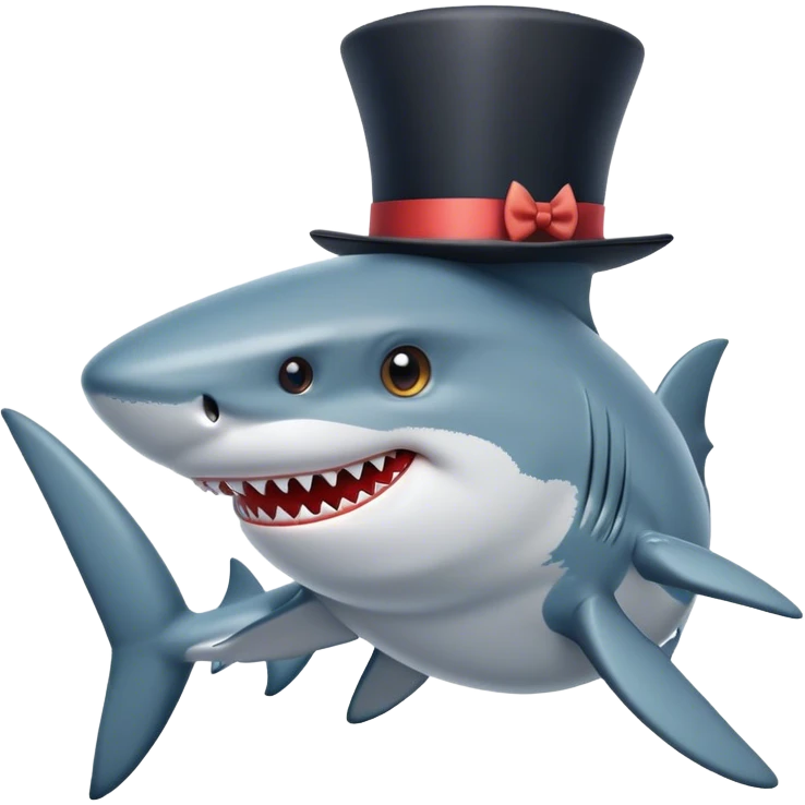 Shark with a top hat emoji