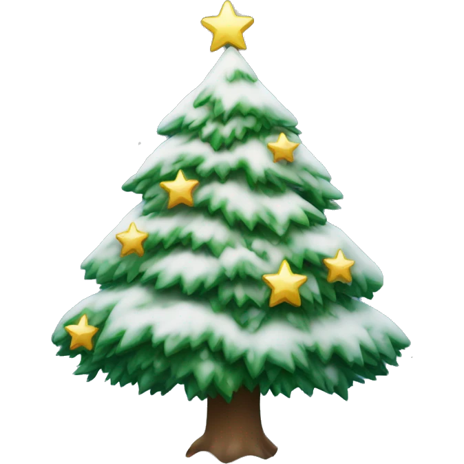 Christmas tree with snow and stars emoji