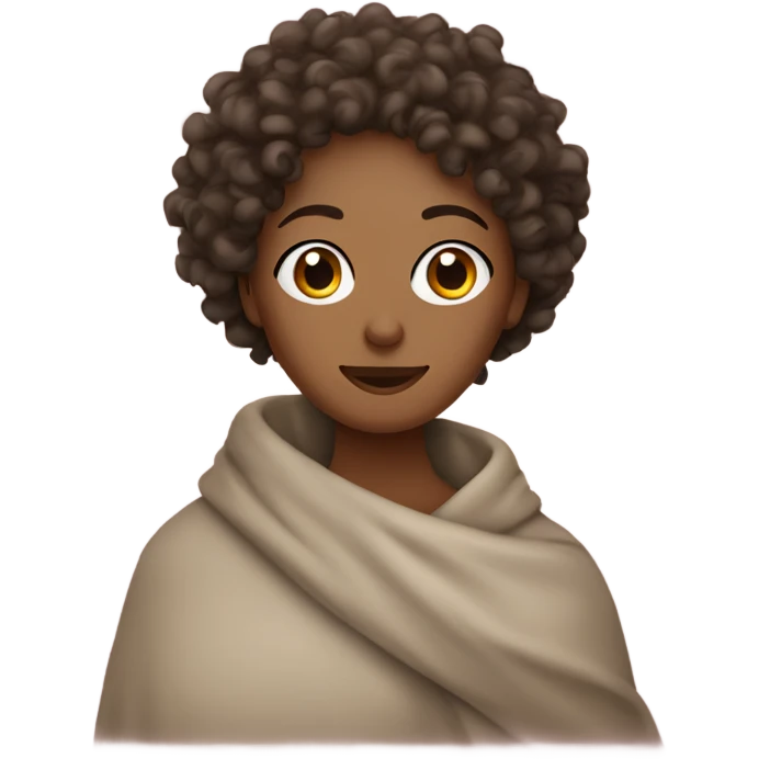 curly haired woman wrapped in blanket  emoji