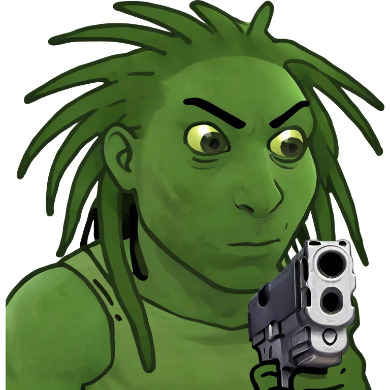 Black man with dreads and a gun emoji