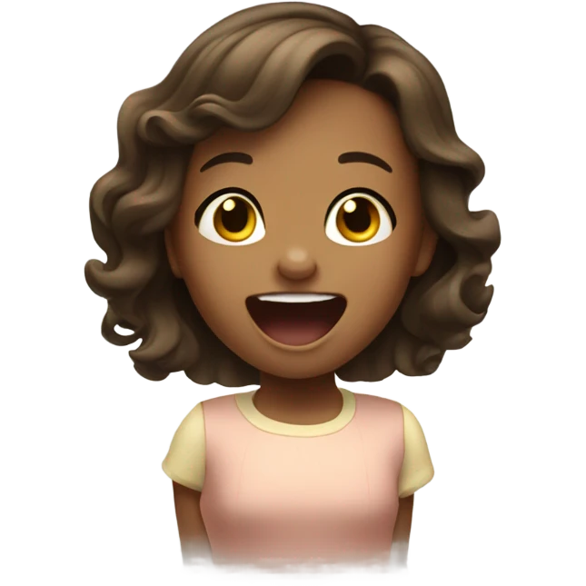 Little Girl with brunette hair singing emoji