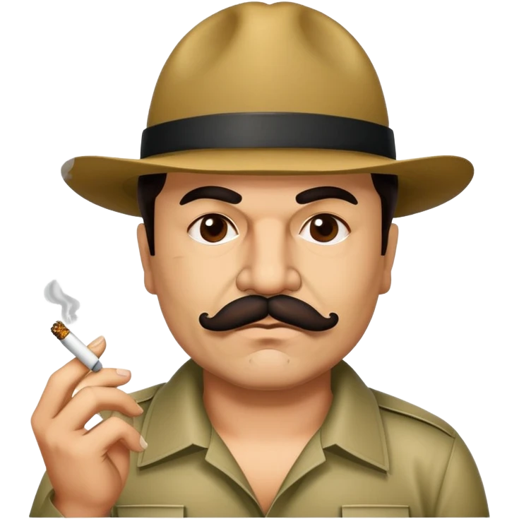 El Chapo Guzman with distinctive mustache smoking a marijuana joint emoji