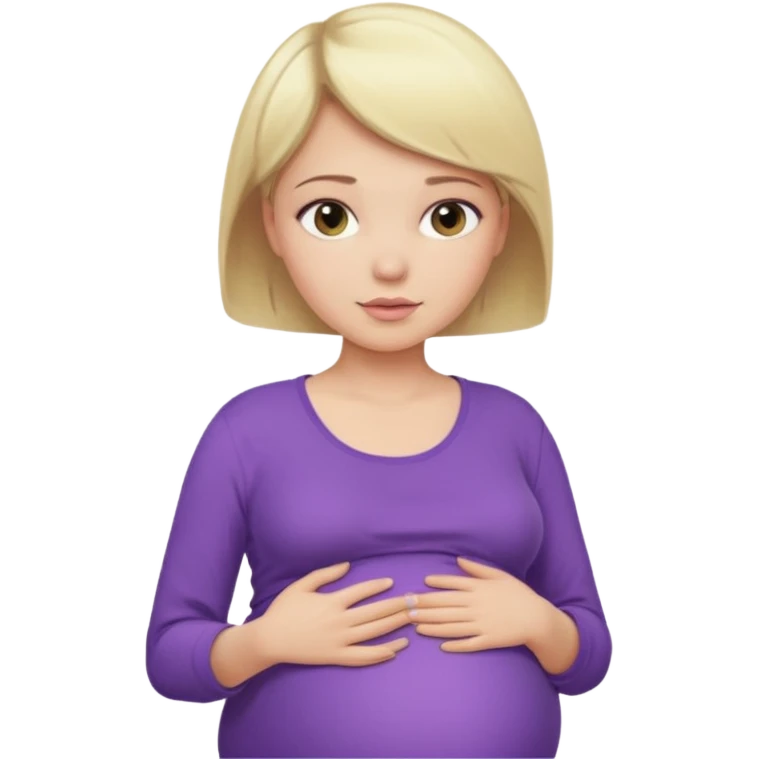 pregnant female with  very short hair, purple shirt, abdomen-head-neck, blonds emoji