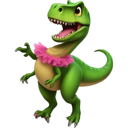 T rex wearing a tutu on a surfboard emoji