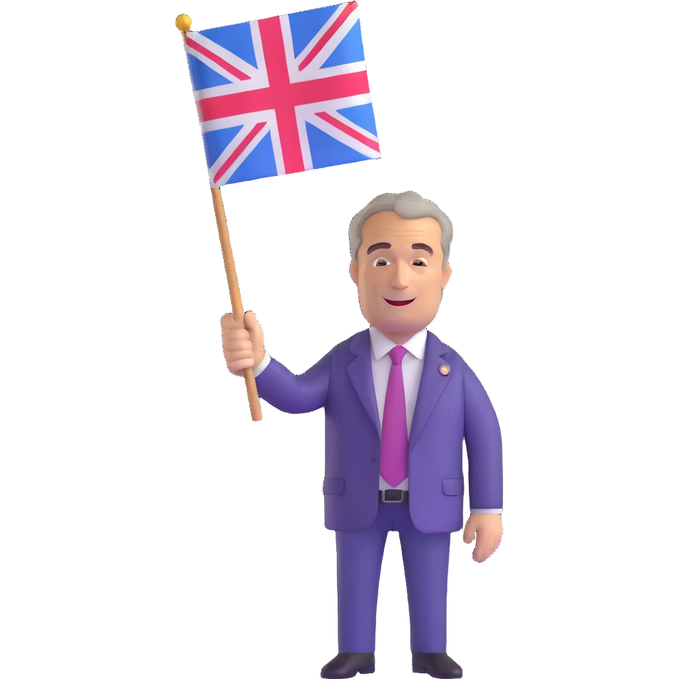 Nigel Farage waving a flag emoji