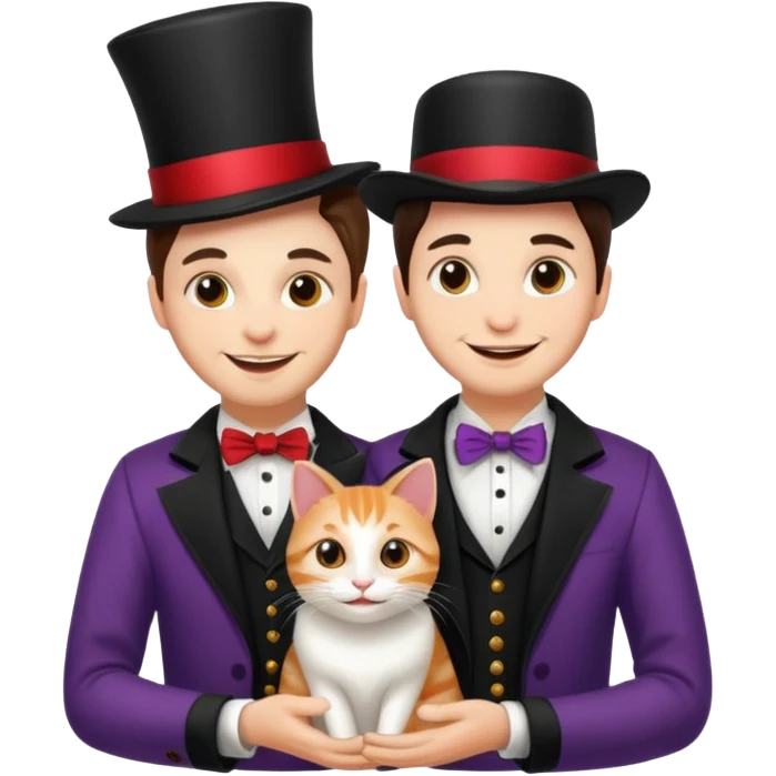 magician couple and their pet cat emoji