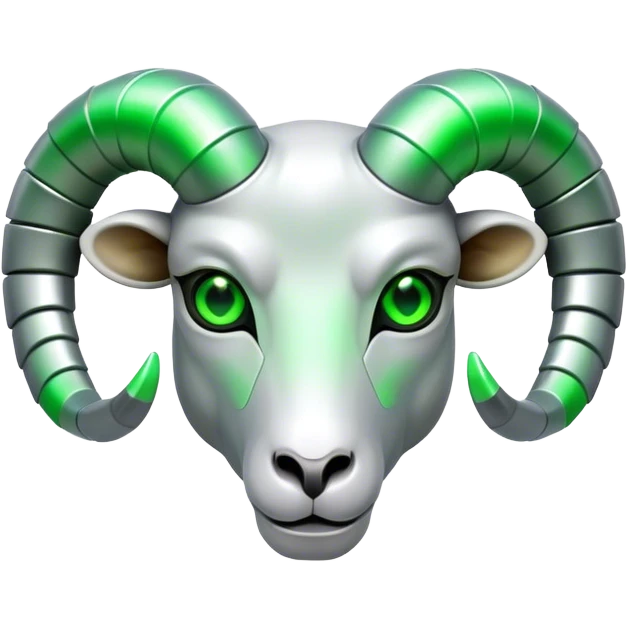 Futuristic Ram(Goat) head green glowing eyes emoji