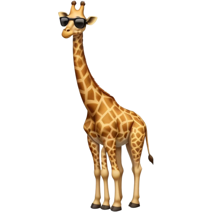 friendly anthropomorphised giraffe in casual clothing, wearing dark sunglasses, walking upright in relaxed pose emoji