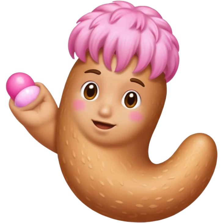 hand on big penis with pink tip and hair balls emoji