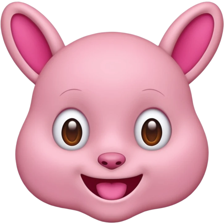 Labubu character, pink color, cheerful emoji