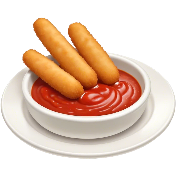 Realistic Mozzarella sticks with marinara sauce, ceramic dish  emoji